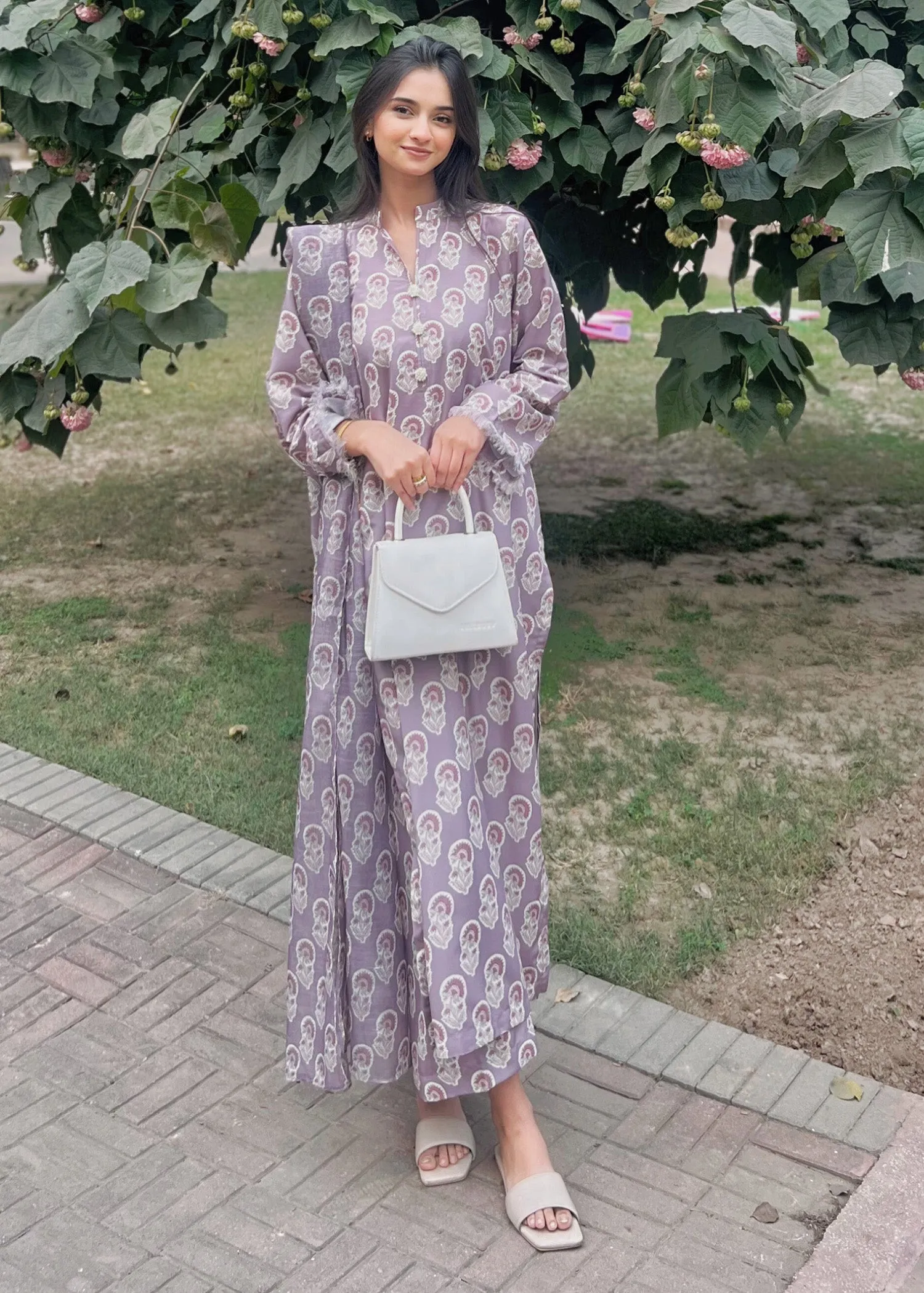 Printed Kurta Set in Lilac