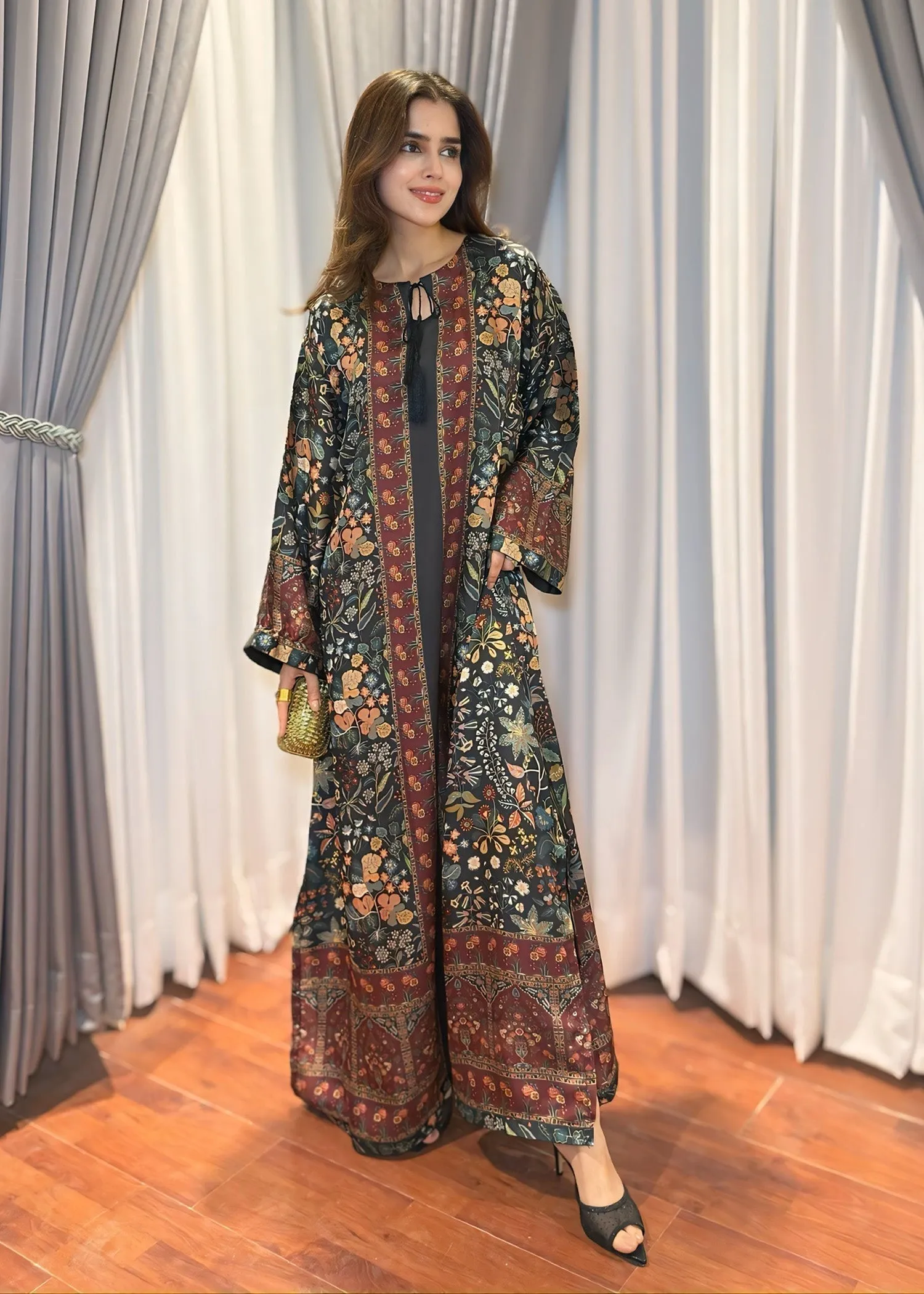 Printed Kaftan in Black