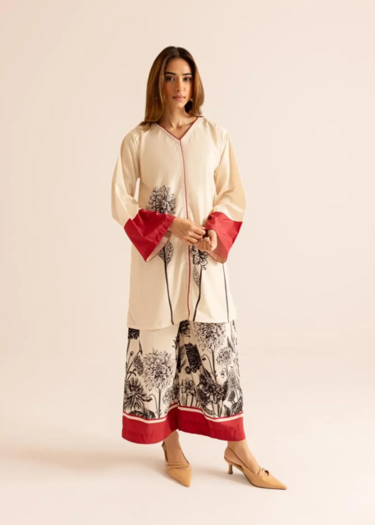 Poly Lawn Co-ord Set in White