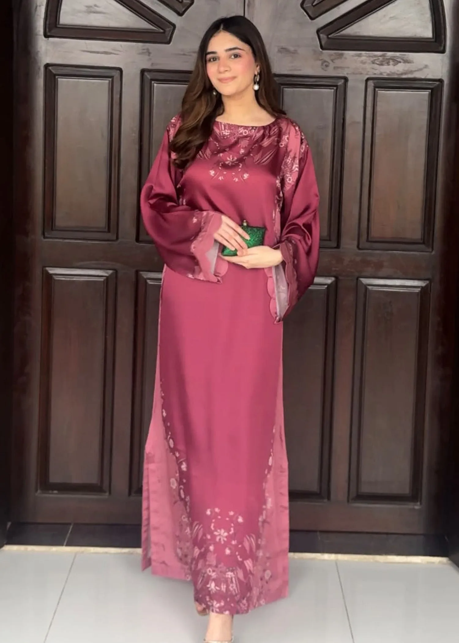 Printed Kaftan in Plum