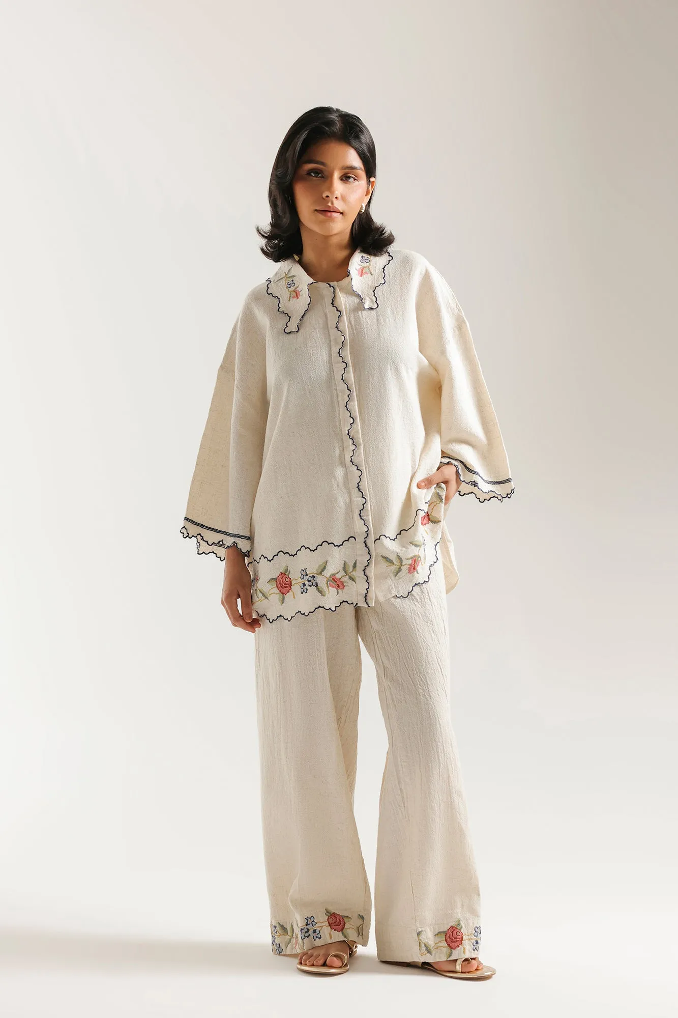 Embroidered Suit in Vanilla Ice