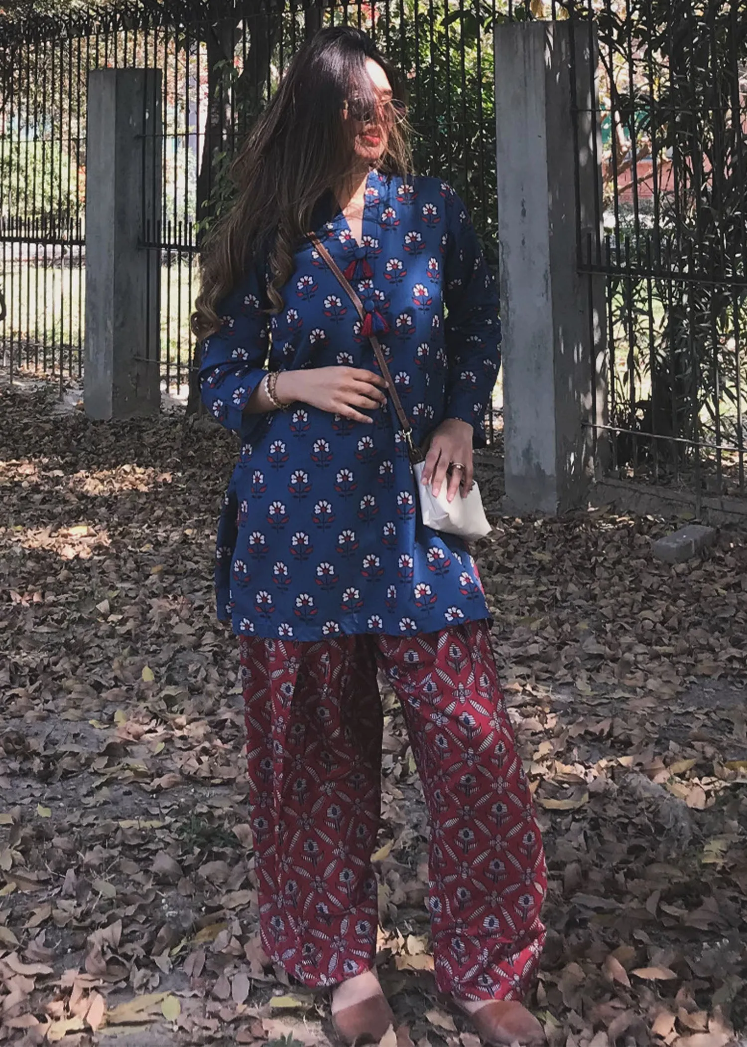 Printed Kurta Set in Blue
