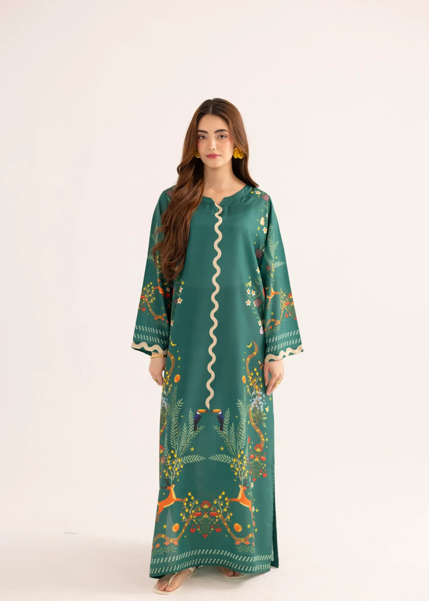 Lawn Kaftan in Sea Green