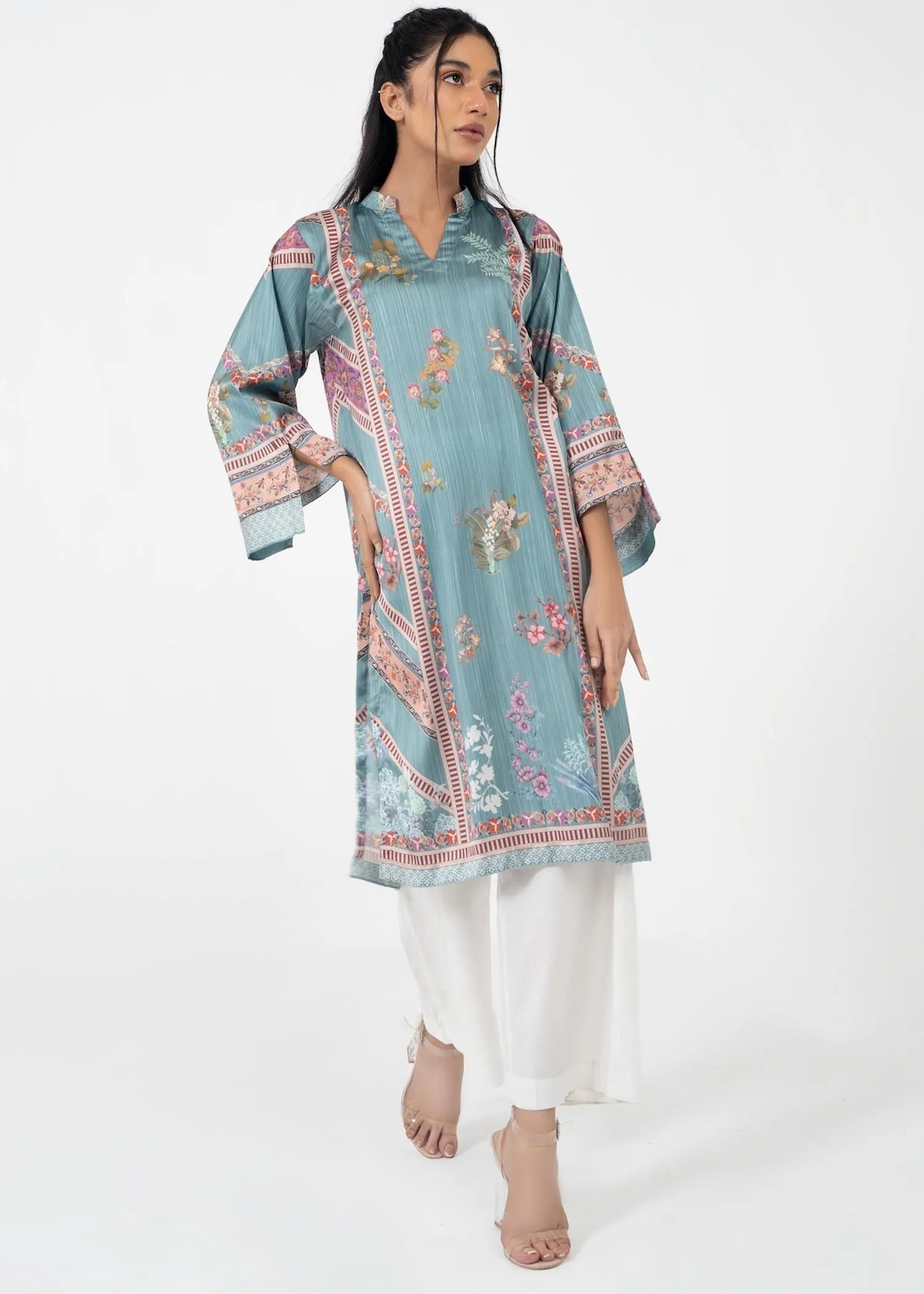 Printed Kurti in Powder Blue