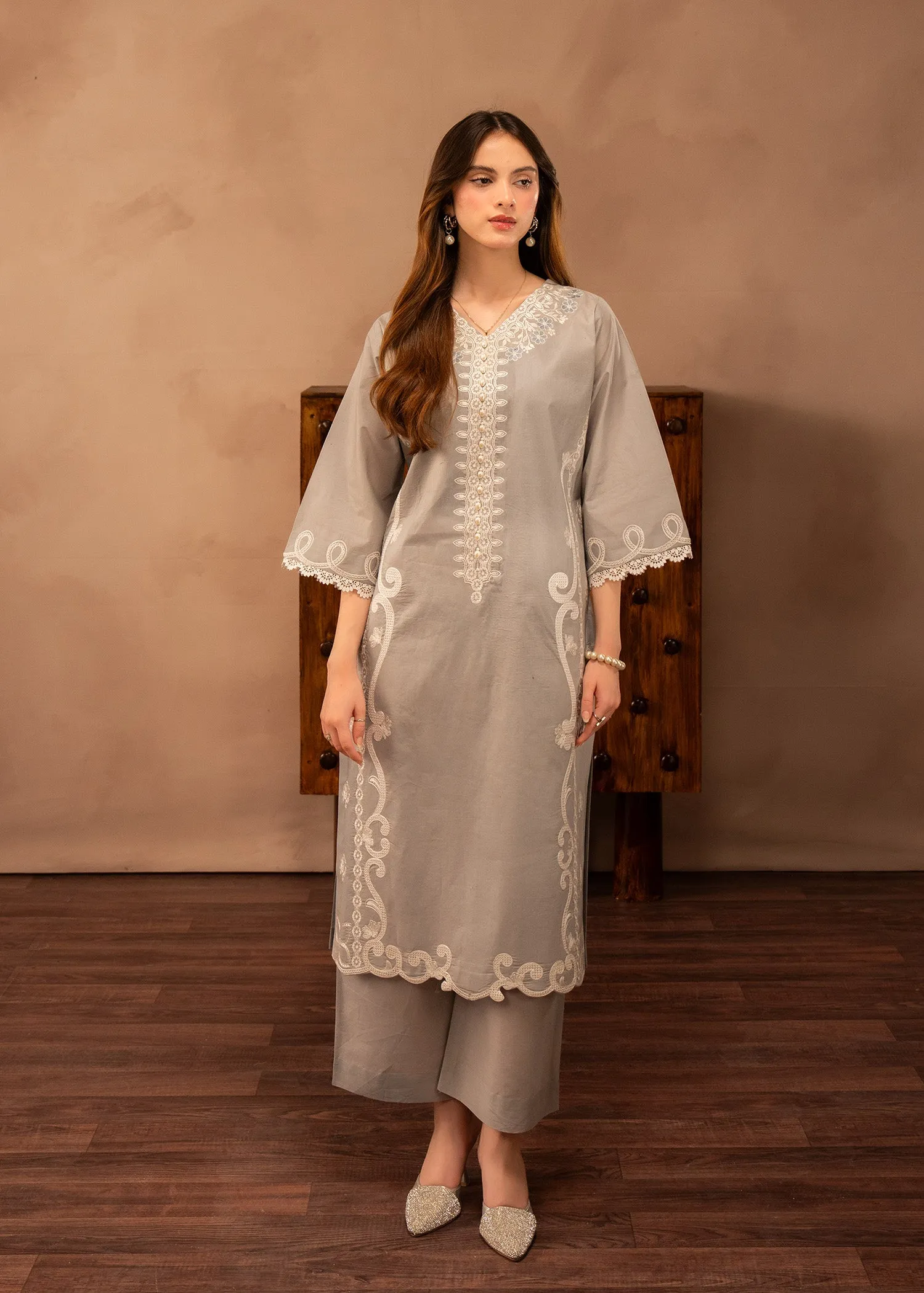 Lawn Kurta Set in Grey