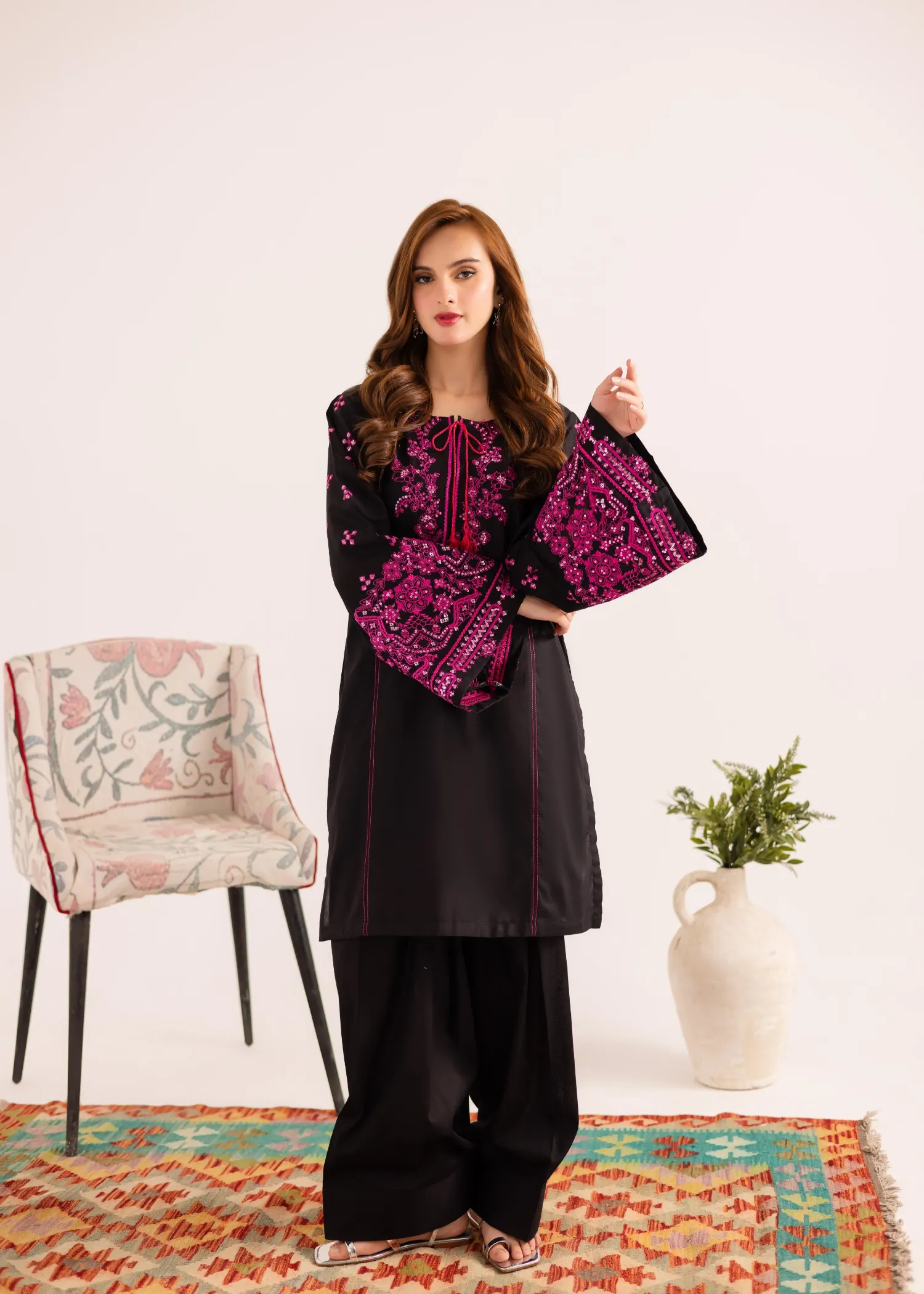 Lawn Kurta Set in Black