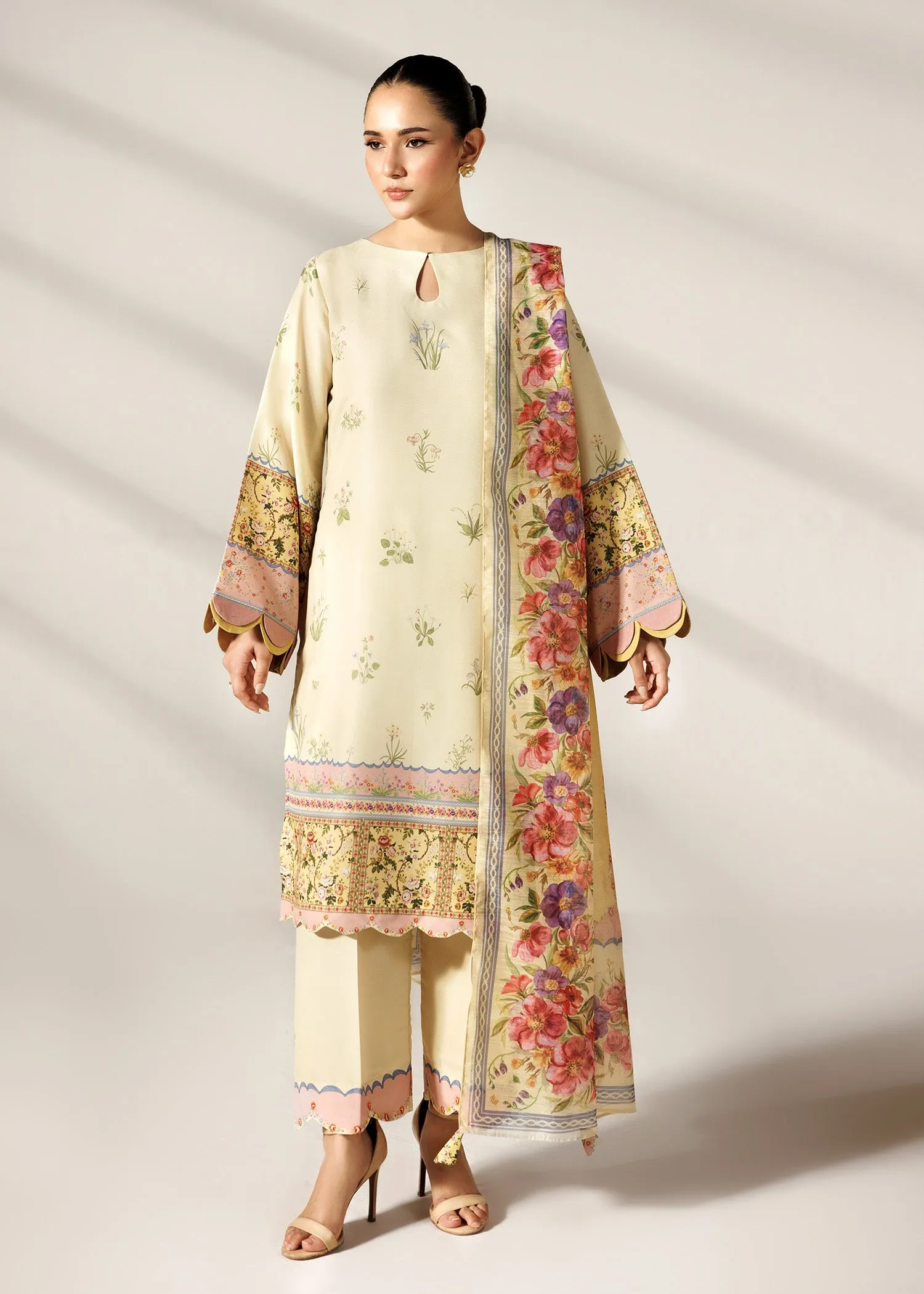 Printed Kurta Set in Lemon