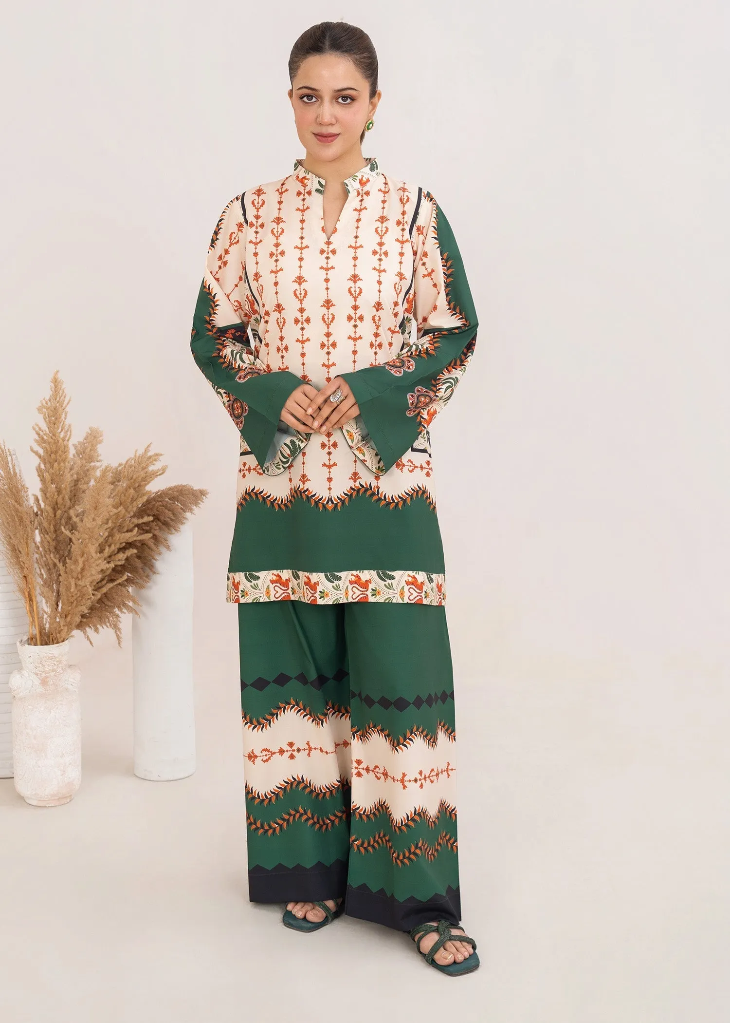 Silk Co-ord Set in Green