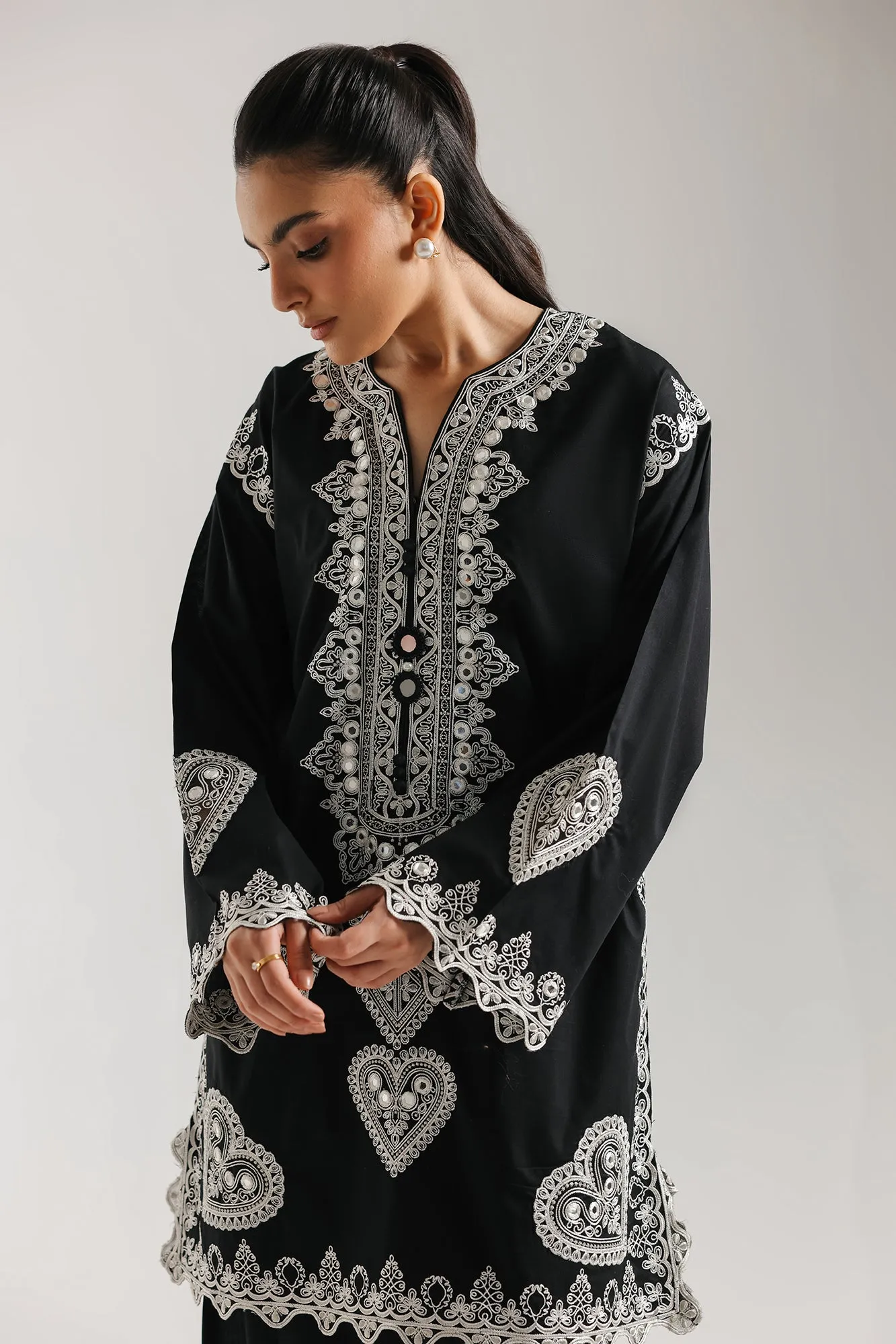 Embroidered Suit in Jet Black