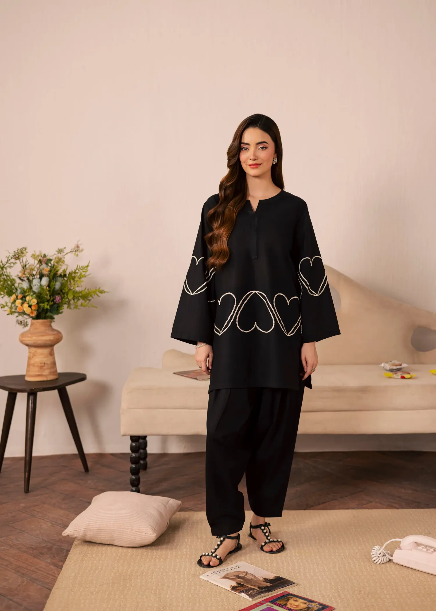 Lawn Kurta Set in Black