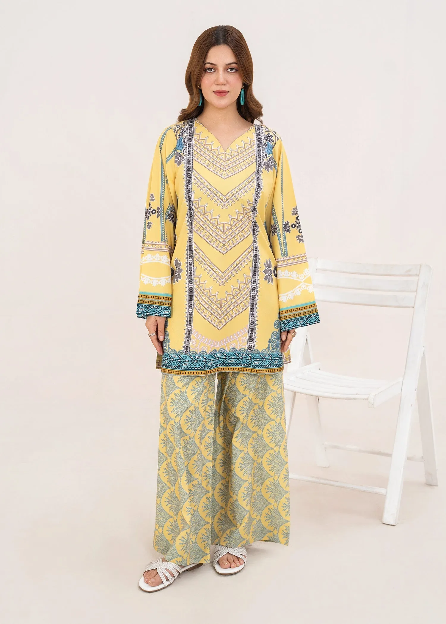 Poly Grip Kurta Set in Yellow