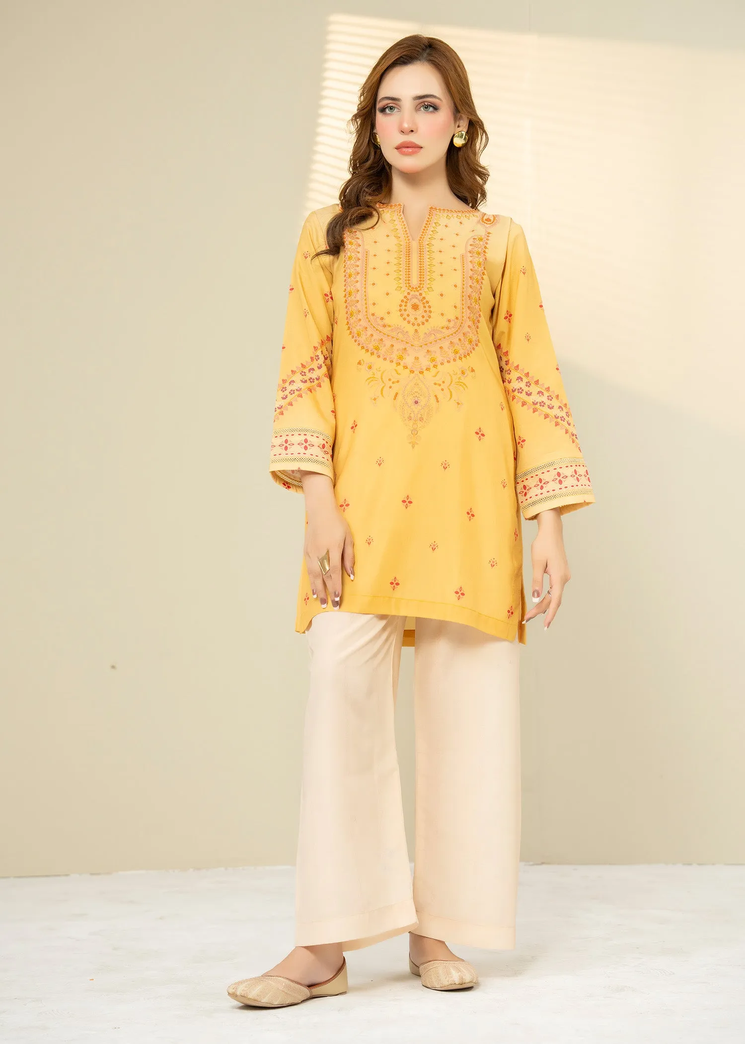 Lawn Kurta Set in Yellow