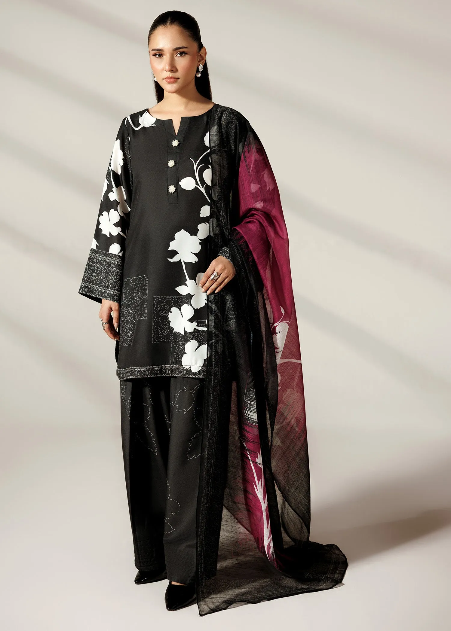 Printed Kurta Set in Black