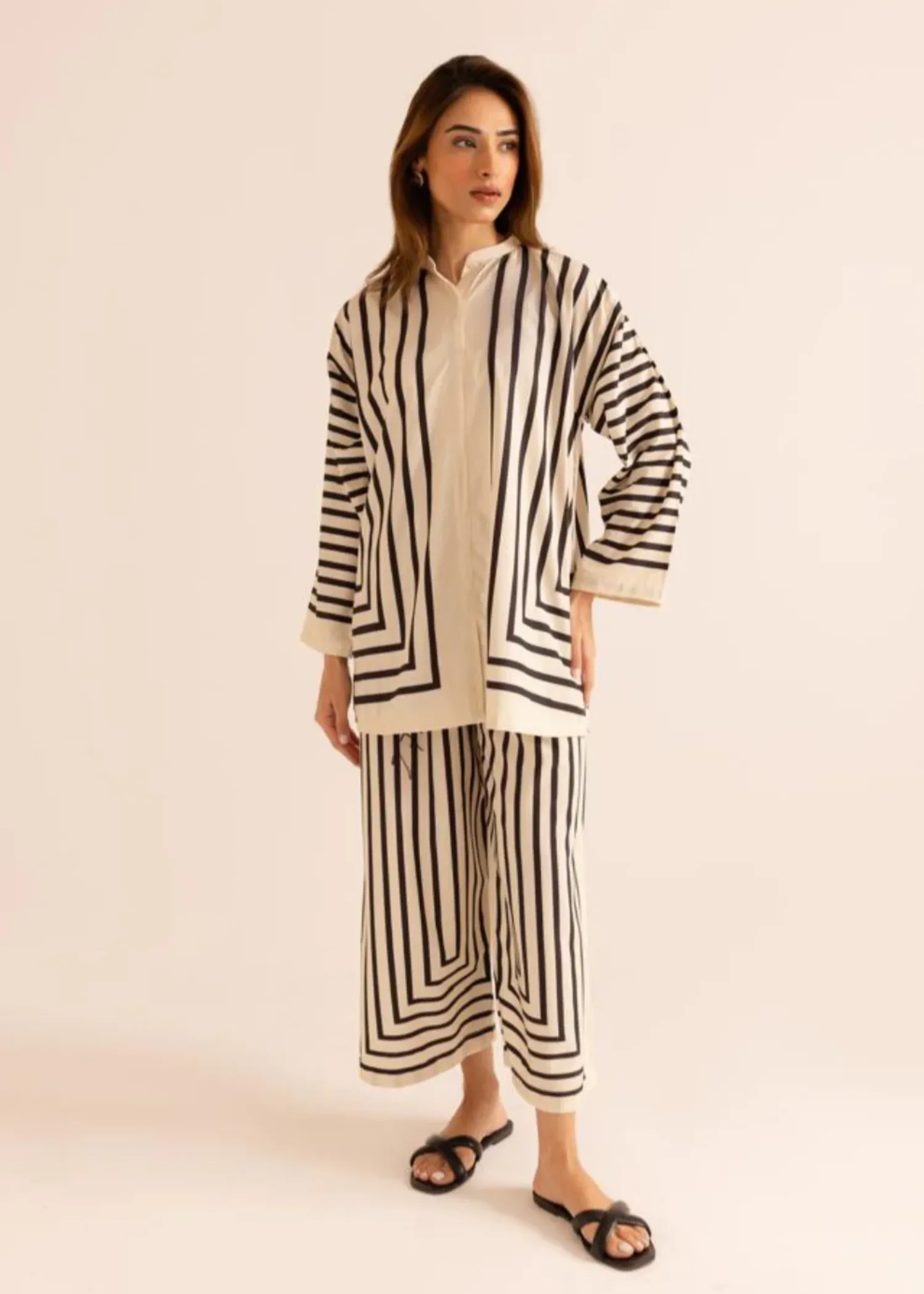 Poly Lawn Co-ord Set in Off-White