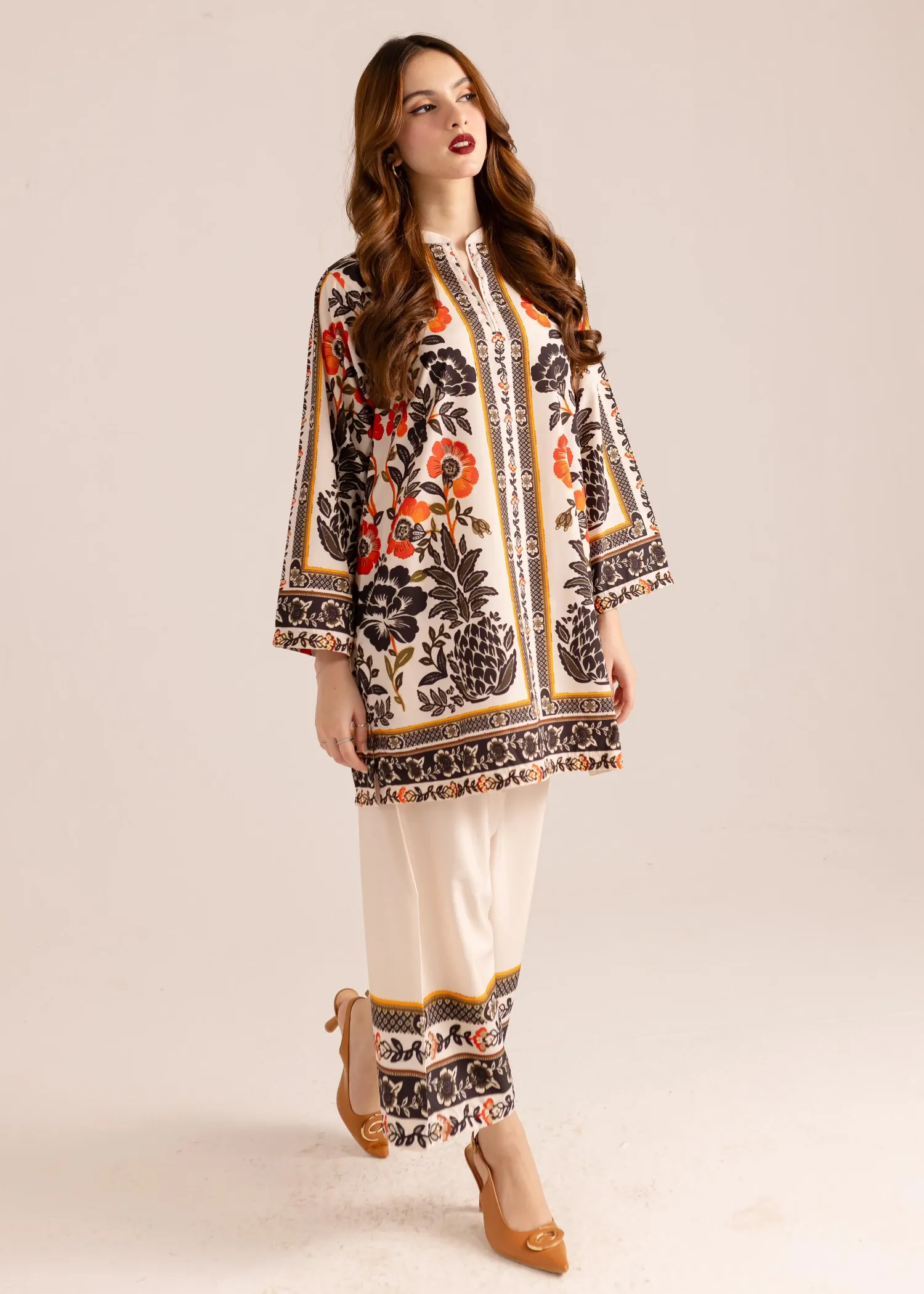 Poly Lawn Co-ord Set in Wheat