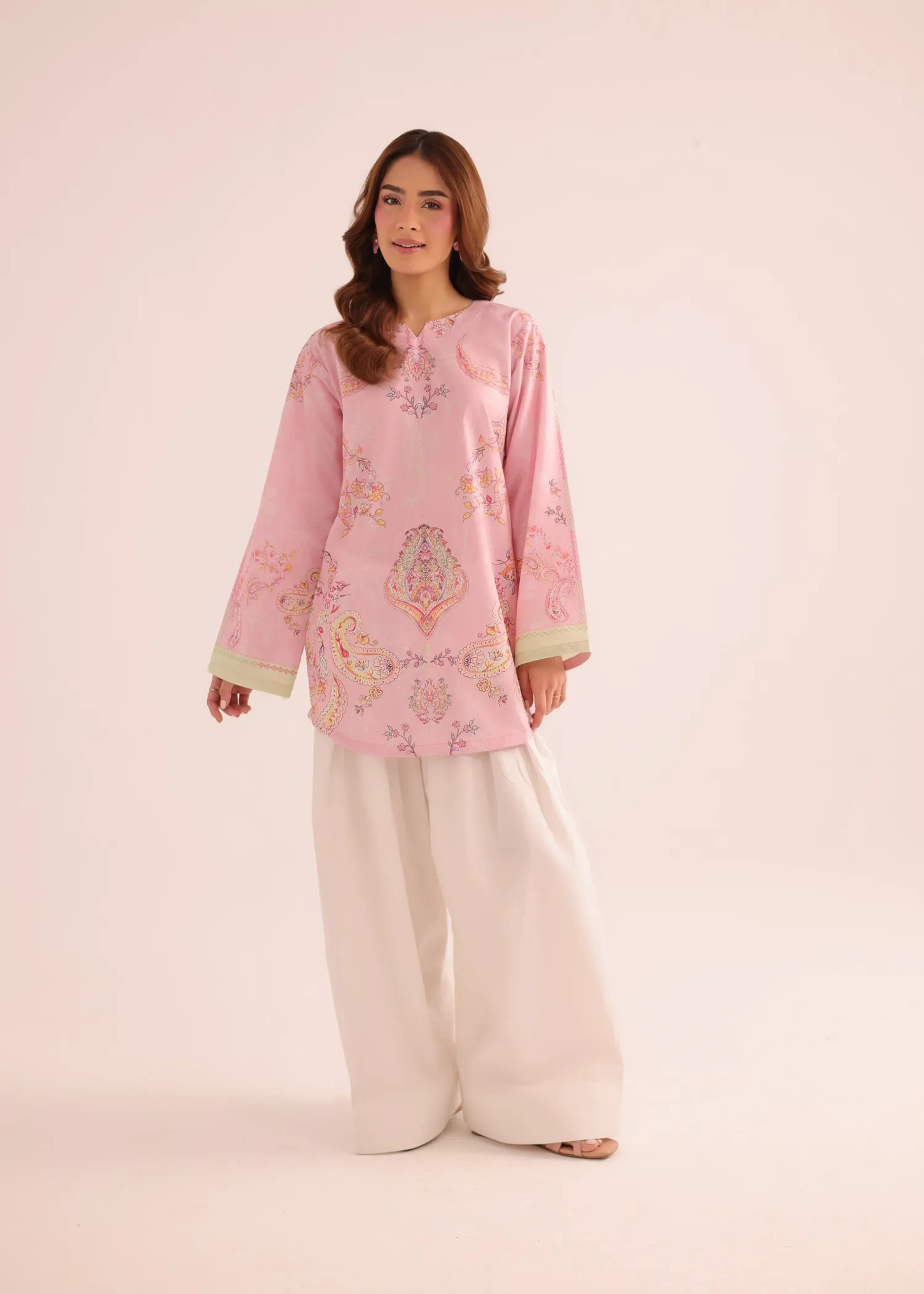 Poly Lawn Kurti in Pink